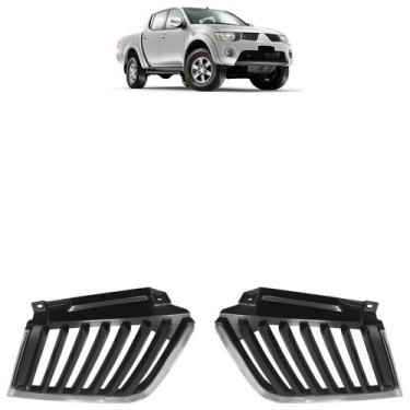 Imagem de Grade Dianteira L200 Triton 2007 2008 2009 2010 2011 2012 Preto Friso 
