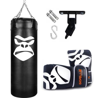 Imagem de Saco De Pancada Profissional 90 Cm + Luva Bate Saco Pro Muay Thai + Suporte Articulado...