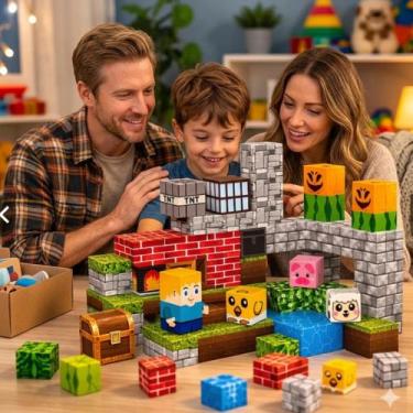 Imagem de Brinquedo Blocos Cubo Magneticos Imã Criança Divertido Colorido Educat