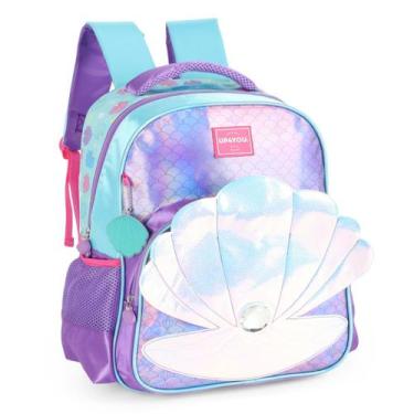 Imagem de Mochila Escolar Infantil Meninas Grande Concha Sereia Luxcel - Up4You