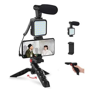 Imagem de Kit Live Youtuber Vlog Tripé Celular Suporte Led E Microfone - VIDEO M