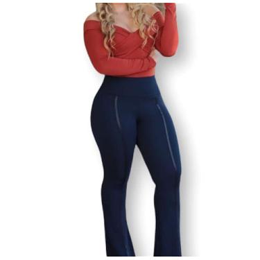Imagem de Calça Social Flare Bailarina Com Bolso Cintura Alta - Nerimar, Azul ma