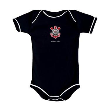 Imagem de Body Bebê Corinthians Preto Curto Oficial - Torcida Baby, Tam 1