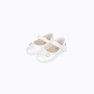 Imagem de Sapato Perolado Coração Branco Bebê Menina Pampili 379732000, Branco, 