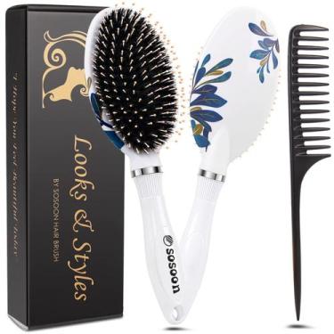 Imagem de Escova de cabelo Morobest Boar Bristle para mulheres e crianças - Mroo
