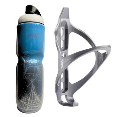 Imagem de Kit Caramanhola Térmica 700ml PTK + Suporte Nylon para Bike MTB Speed 