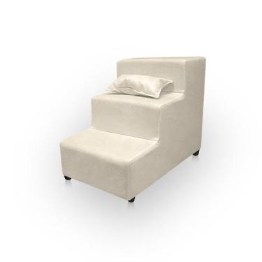 Imagem de Escada Pet 3 Degraus 20 cm com Capa Removível Cama e Sofá Cães e Gatos