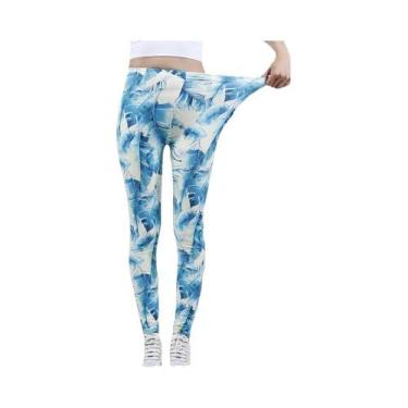 Imagem de Leggings Femininas Com Estampa Floral De Cintura Alta, Jeggings Elásti
