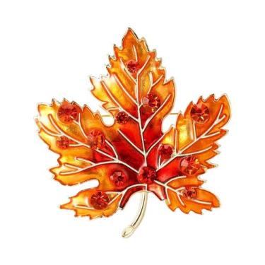 Imagem de Broche Elegante De Folha De Bordo Em Cristal Para Mulheres E Homens, J