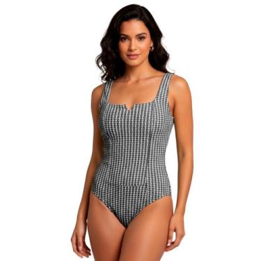 Imagem de Maiô Body Feminino Modelador Chapa Barriga Texturizado Asa Delta Forra