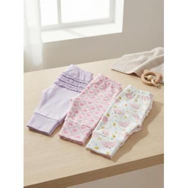 Imagem de Kit 3 Calças Mijão Bebê Vestiti Baby Algodão Premium Pé Reversível Con