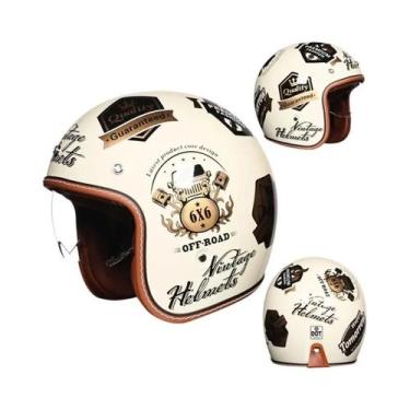 Imagem de Capacete Retro Unissex Para Motocicleta Certificado DOT, Capacete ABS 