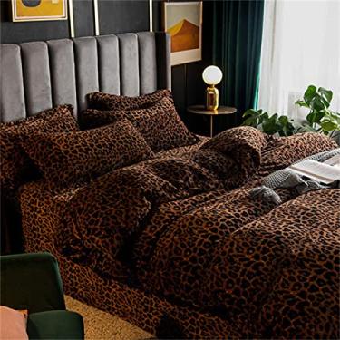 Imagem de Capa de edredom com estampa de leopardo, extra grande, 100% algodão natural, super macia e fácil de cuidar para 4 peças, tamanho completo, leopardo, 1|||||||1,2 m cama