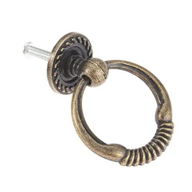 Imagem de Botão de anel alça redonda vintage antique bronze pull 47mm * 37mm único buraco para gaveta armário armário decoração hardware móveis YYDFPIIA