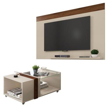 Imagem de Conjunto Sala De Estar Painel Para TV Com Mesa Malha Caemmun