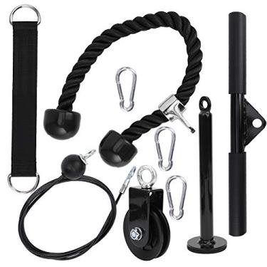 Imagem de Sistema de polia de cabo de peso para academia, sistema de polia de elevação e fitness atualizado, sistema de polia de peso com pino de carga, alça e corda para academia em casa, LAT puxar para baixo, cachos de bíceps, tríceps, treino de antebraço