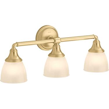 Imagem de Kohler Luminária de banheiro Devonshire 10572-2GL, iluminação de arandela, posição virada para cima ou para baixo, listado pela UL, latão moderno escovado, 3 luzes