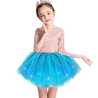Imagem de Tutu de luz de fada | Espumante Elástico LED menina saia tutu,3 camadas de fantasia de fada para festa infantil fantasia de balé vestido 13 cores para crianças de 2 a 12