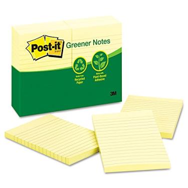 Imagem de 3M 660RPYW Post-It Notas verdes forradas, 4 x 6, amarelo canário, 12 blocos/PK