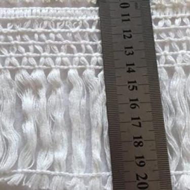 Imagem de 5 jardas/lote 12 cm feito à mão algodão guarnição de renda borla acessórios de franja roupas bege cortina mesa suéter decorativo, b branco puro