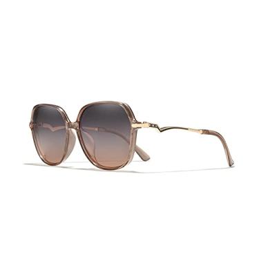 Imagem de Design de óculos de sol polarizados de armação grande para mulheres com lente uv400 em forma de relâmpago óculos de qualidade femininos, marrom gradiente, tamanho único