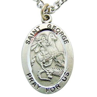 Imagem de Westmon Works Medalha de São Jorge em estanho sólido de 2,5 cm de comprimento com corrente de aço inoxidável