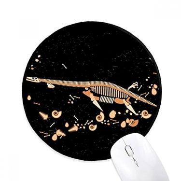 Imagem de Mouse pad de dinossauro preto em miniatura Bones Tapete redondo para computador
