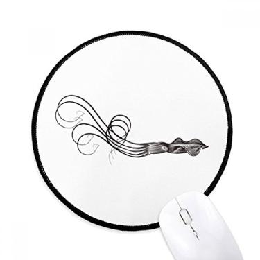 Imagem de Tapete de mouse preto ilustração de polvo vida marinha desktop escritório tapete redondo para computador