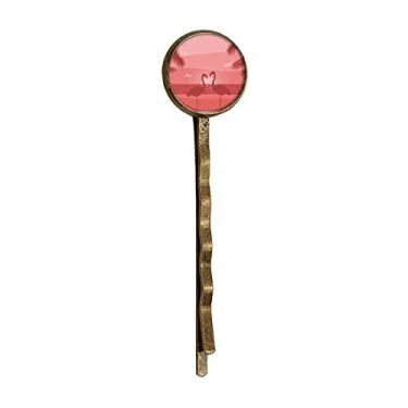 Imagem de Flamingo casal vermelho crepúsculo art déco presente moda retrô metal cabelo grampo chapéu
