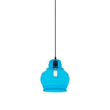 Imagem de Luminária Pendente Ondulado Bola Azul De 21cm X 22cm - Essencial Ilumi
