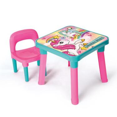 Imagem de Mesinha Infantil Mesa Com Cadeira Didática Plastico Criança Menino E M