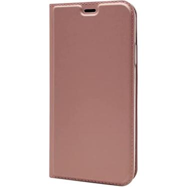 Imagem de FULNES Capa para iPhone 13/13 Mini/13 Pro/13 Pro Max, capa de couro carteira flip com fecho magnético com suporte de cartão (cor: rosa, tamanho: 13 Pro 6,1 polegadas)