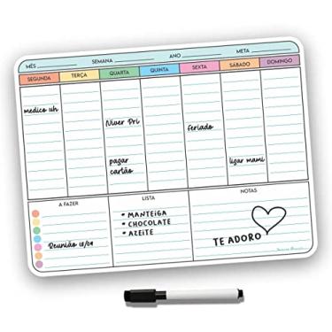 Imagem de Ímã De Geladeira Porta Recados Anotações Planner Com Canetaa