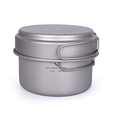 Imagem de Conjunto de panelas de titânio da usharedo com alça dobrável para acampamento ao ar livre, panela de sopa, frigideira, kit de panelas de piquenique, Ti1585