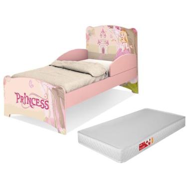 Mini cama Juvenil Infantil Gatinho Branca/Rosa Com Colchão - Móveis Bela