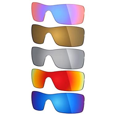 Imagem de 5 pares de lentes polarizadas de substituição Mryok para óculos de sol Oakley Batwolf – azul gelo/vermelho fogo/prata titânio/bronze dourado/rosa cobalto