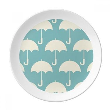 Imagem de Guarda-chuva branco com estampa de clima, prato decorativo de porcelana salver louça de jantar