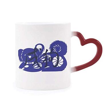 Imagem de Caneca sensível ao calor New Year of Dog Animal China Zodíaco muda de cor vermelha