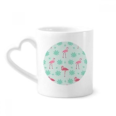 Imagem de Caneca de cerâmica de café com estampa de flamingo, rosa, verde, copo de coração de vidro