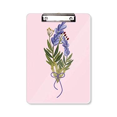 Imagem de Prancheta azul com flor de lavanda A4