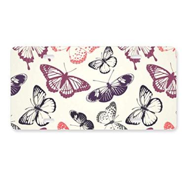 Imagem de DIYthinker Borboleta em fundo rosa pálido placa de licença decoração de aço inoxidável automóvel