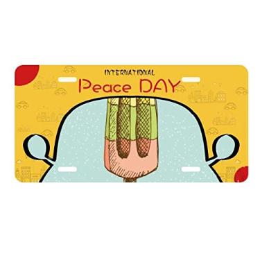 Imagem de DIYthinker Placa de carro amarela verde picolé vermelho sorvete placa etiqueta decoração de carro dia da paz