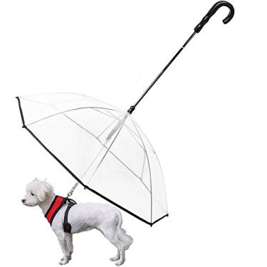 Imagem de OMEM Guarda-chuva modular portátil para cães com coleira para animais de estimação ao ar livre, suprimentos à prova de chuva, diâmetro 72 cm