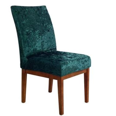 Imagem de Kit 6 Capas Para Cadeira Veludo Sala De Jantar Premium Verde - Charme