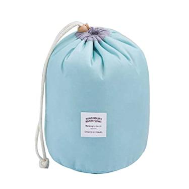 Imagem de Grey990 Bolsa de armazenamento, bolsa de armazenamento portátil para lavagem com cordão, bolsa organizadora de cosméticos, Azul claro,