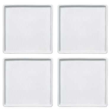 Imagem de Jogo 4 Pratos Quadrados Rasos em Porcelana 16x16cm Americana Germer Branco