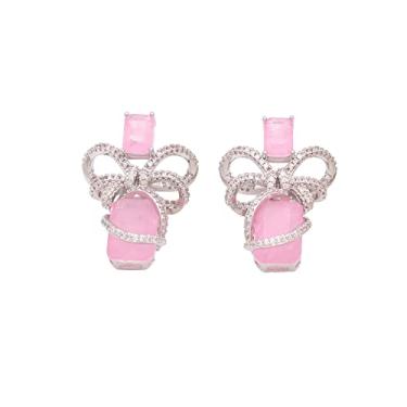 Imagem de Conjunto Colar e Brincos Laço e Fusion Mix cores Luxo (rodium - Pink)