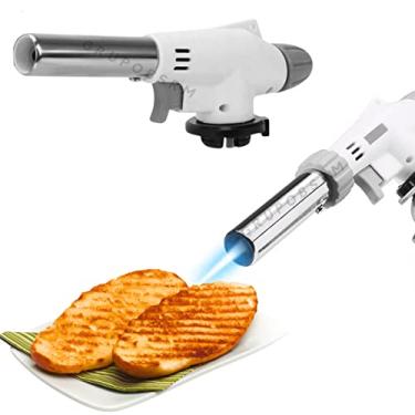Imagem de Maçarico Culinário Profissional Portátil Gourmet Multiuso CAYCOIN com Regulagem de Chama, Revestimento Interno Térmico em Cerâmica, Temperatura Máxima 1300°C, Aço Inoxidável
