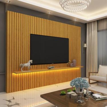 Imagem de Painel para TV Ripado com LED Nobre Clean 230 Naturale - Gelius