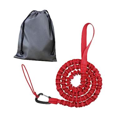 Imagem de Vaveren Corda de reboque de bicicleta puxando cabo de alça resistente de alta resistência portátil nylon corda de tração elástico de bicicleta de, Vermelho